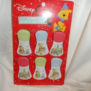 Disney Winnie the Pooh Christmas Magnetic Bag Clips-Set of 6-New in Package